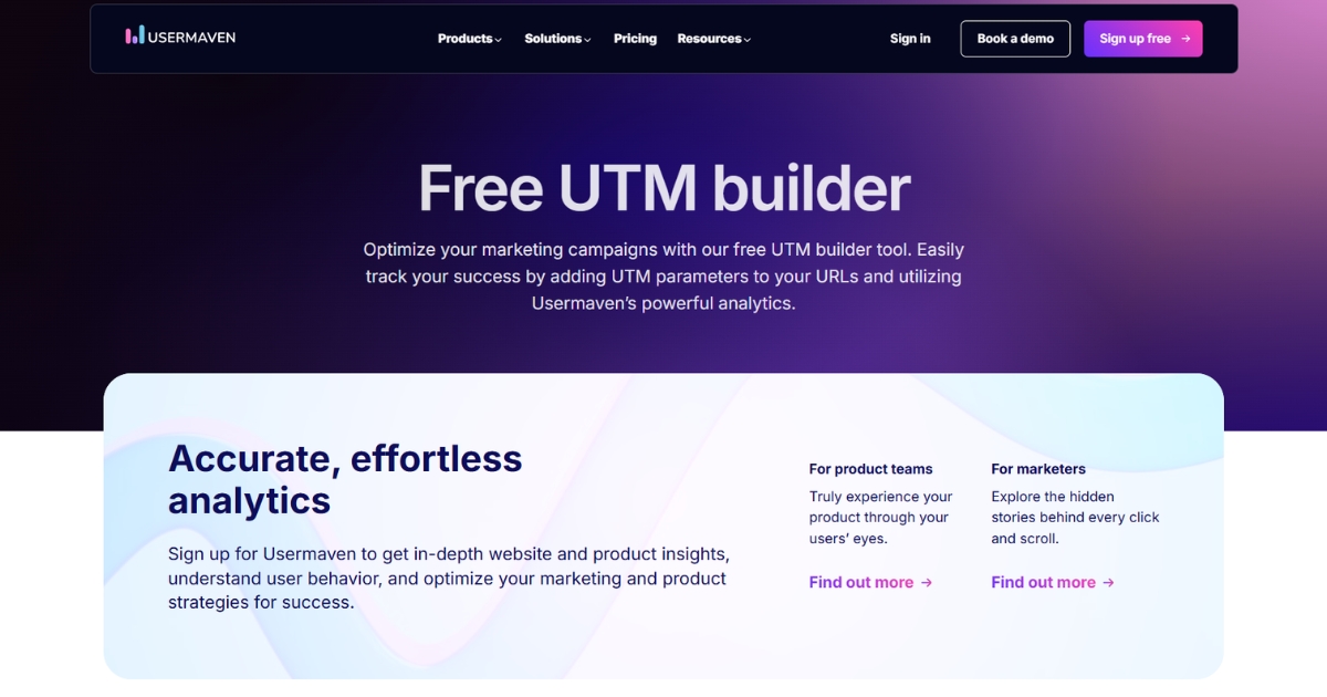 Free UTM builder - Usermaven
