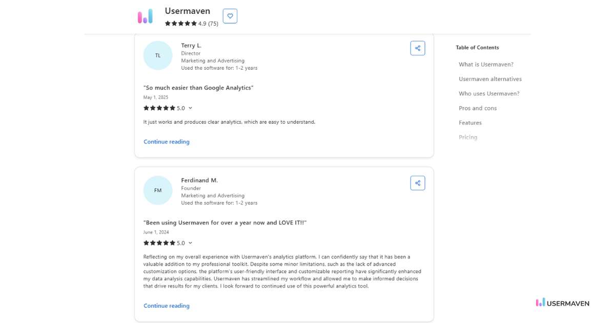 Capterra Reviews - Usermaven