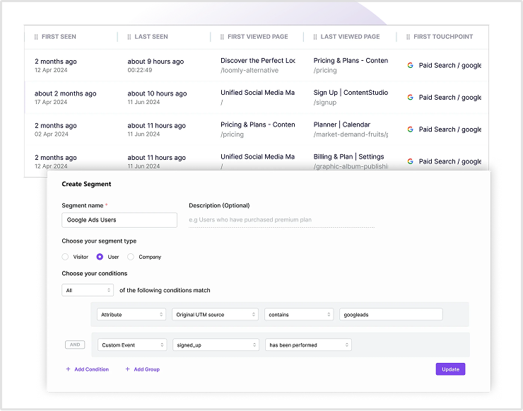 Create segments with Usermaven