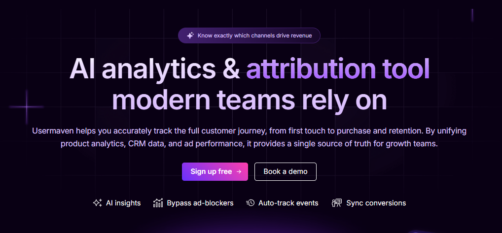 Usermaven website interface
