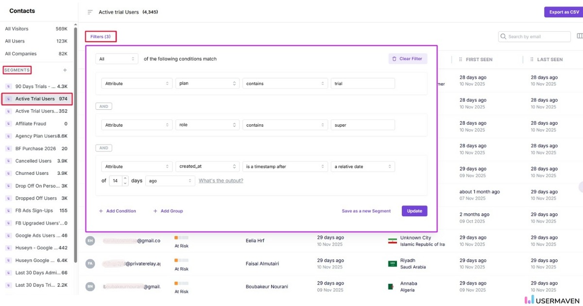 Segments in Usermaven