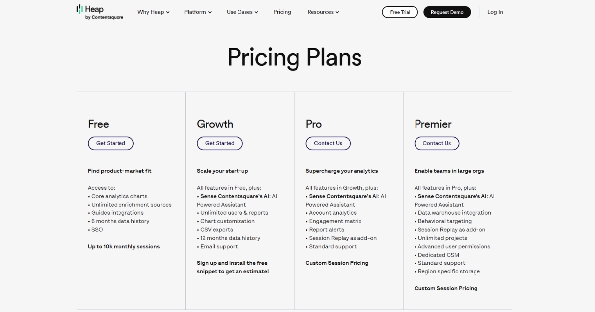 Heap pricing page