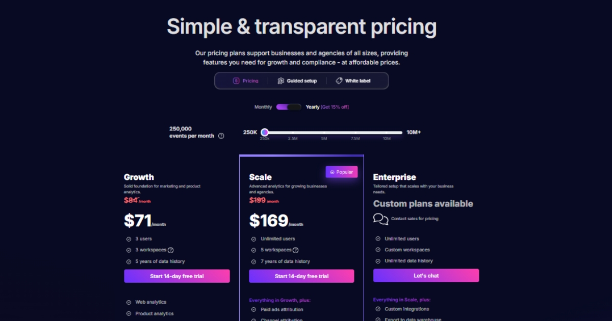 Usermaven pricing page