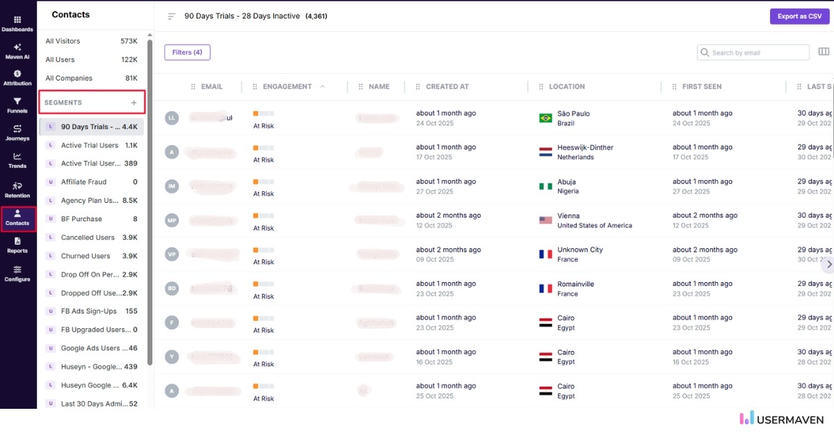 Segments in Usermaven