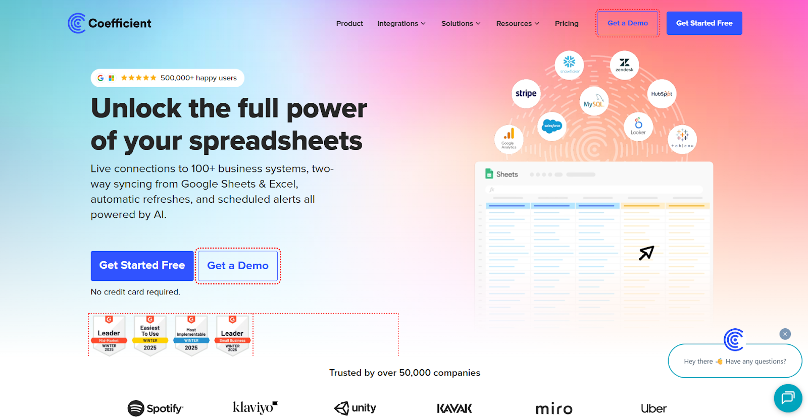 Coefficient website interface
