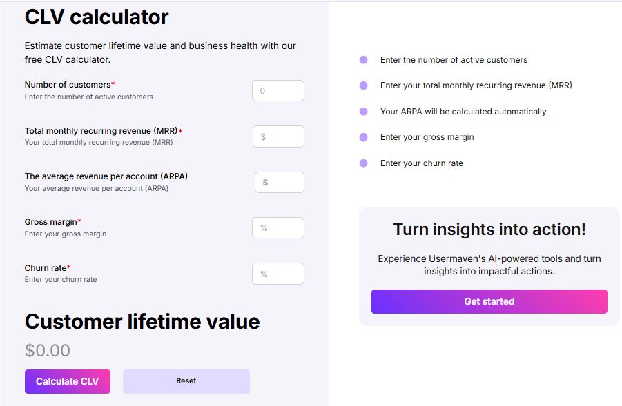 Customer lifetime value calculator