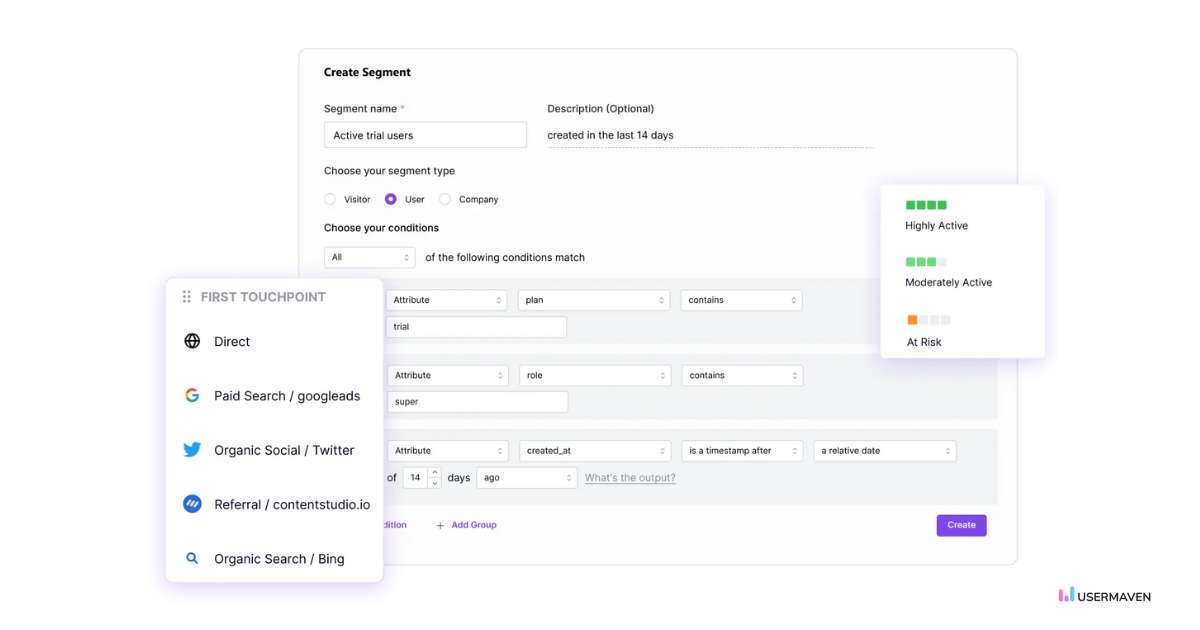 Personalize user experience with segments in Usermaven