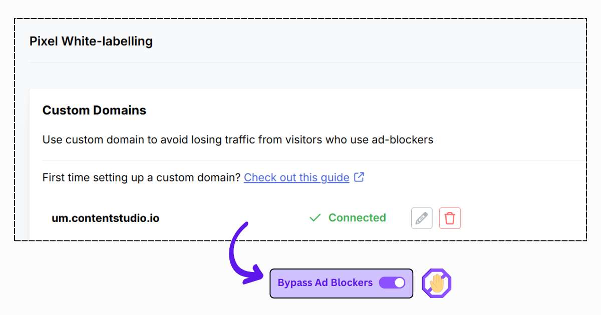 Bypass ad blockers and capture accurate analytics using pixel white labelling in Usermaven.