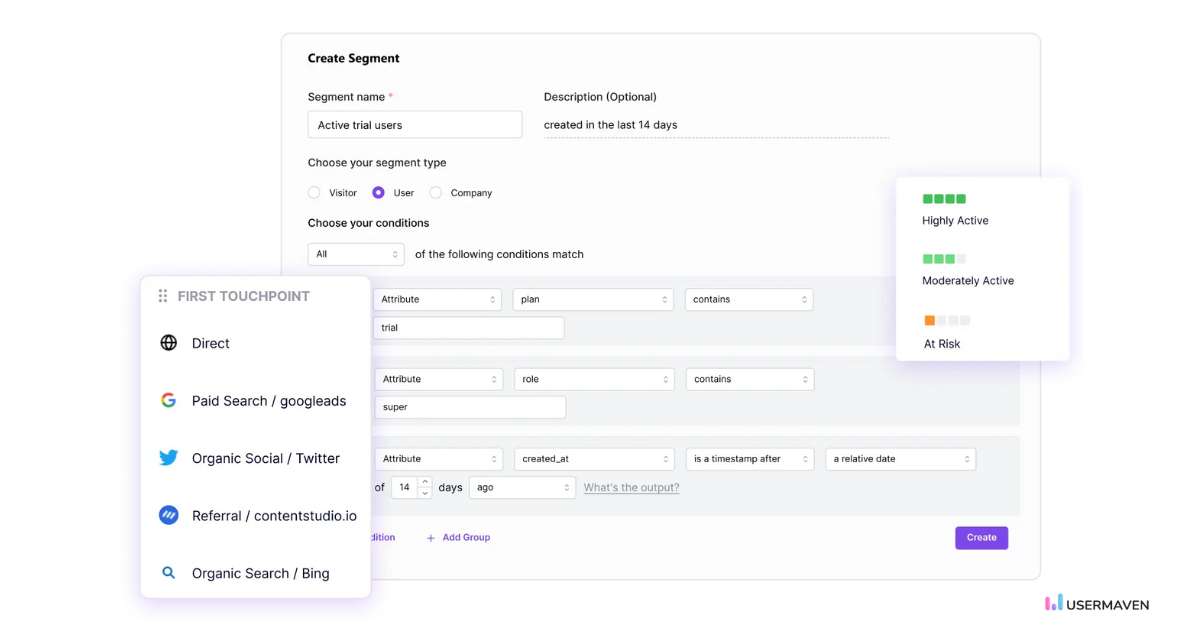 Personalize user experience with segments in Usermaven.