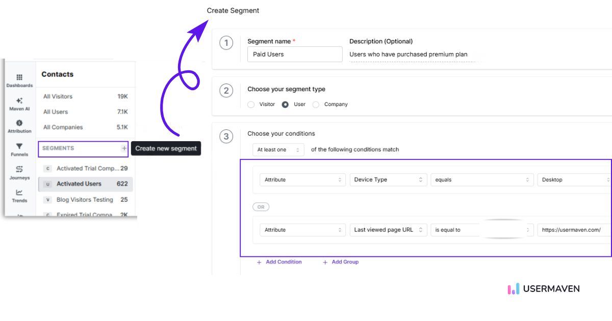 Segments in Usermaven