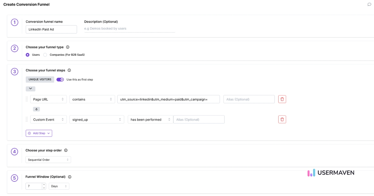 Usermaven funnels