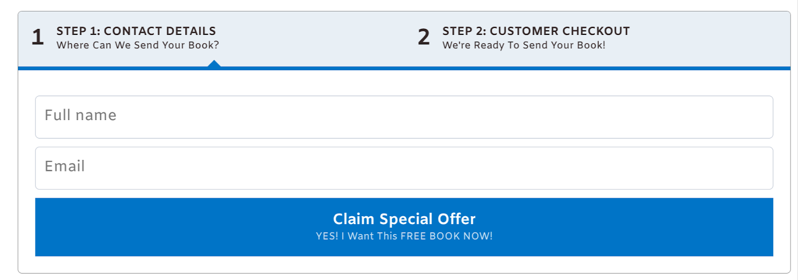 Step 1 of two-step checkout 