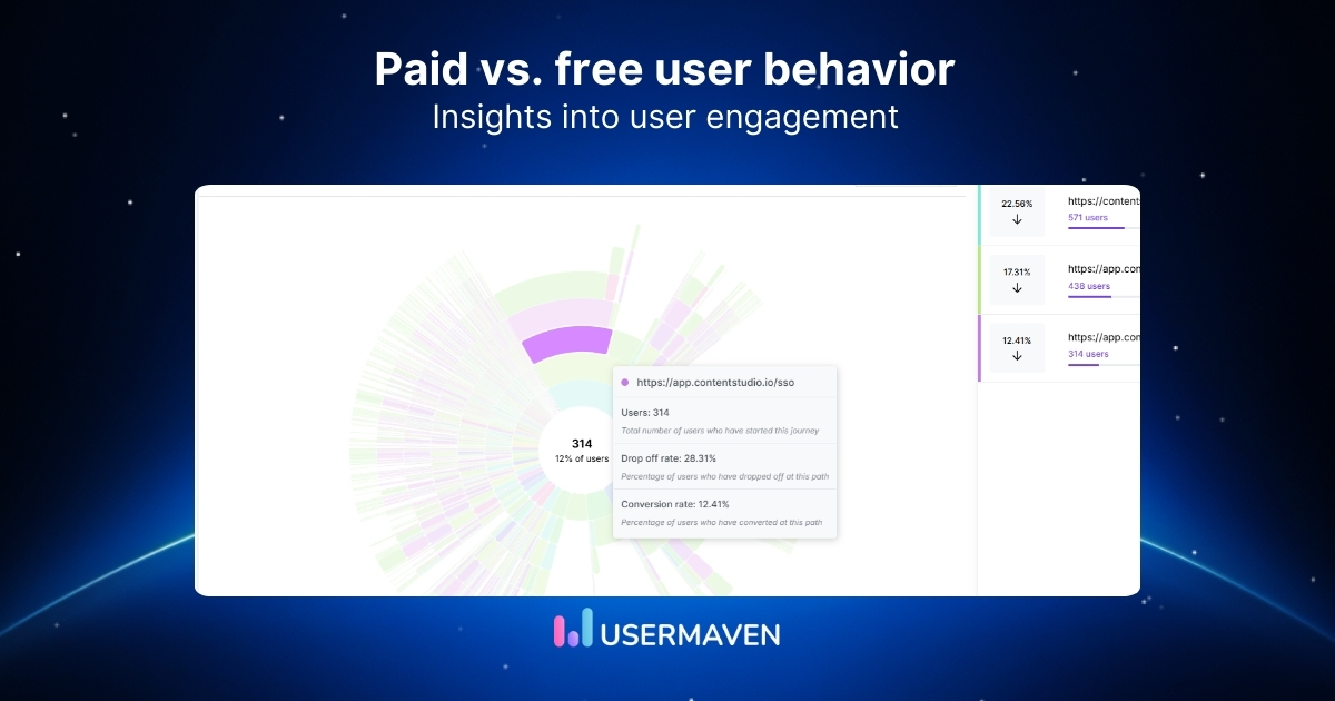 Paid vs. free user behavior reveals distinct engagement patterns and conversion drivers.