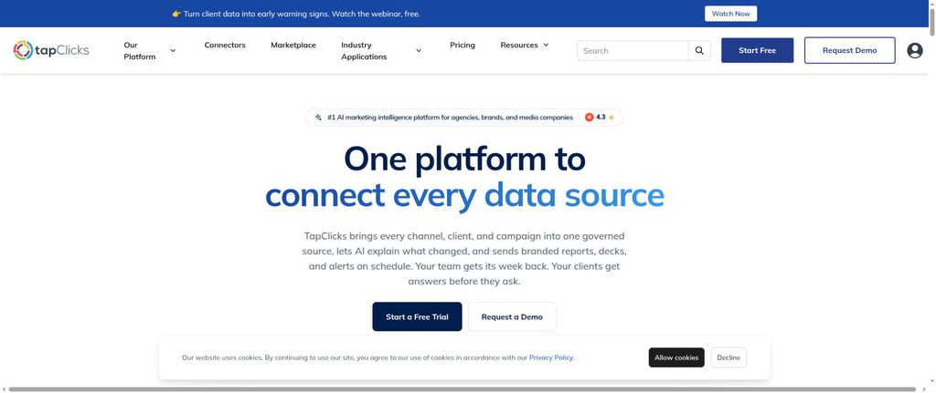 TapClicks homepage