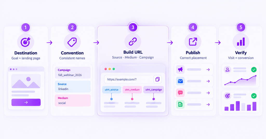 Five-step UTM tracking workflow